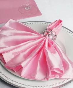 HIER_2210 5 Pack | Pink Seamless Satin Cloth Dinner Napkins, Wrinkle Resistant | 20"x20" Linen Napkins