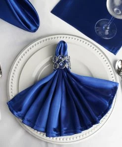 HIER_2210 5 Pack | Royal Blue Seamless Satin Cloth Dinner Napkins, Wrinkle Resistant | 20"x20"