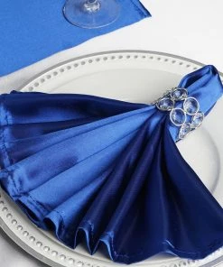 HIER_2210 5 Pack | Royal Blue Seamless Satin Cloth Dinner Napkins, Wrinkle Resistant | 20"x20"