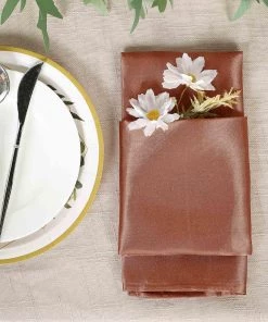 HIER_2210 5 Pack | Terracotta Seamless Satin Cloth Dinner Napkins, Wrinkle Resistant | 20