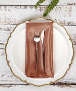 HIER_2210 5 Pack | Terracotta Seamless Satin Cloth Dinner Napkins, Wrinkle Resistant | 20
