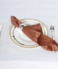 HIER_2210 5 Pack | Terracotta Seamless Satin Cloth Dinner Napkins, Wrinkle Resistant | 20