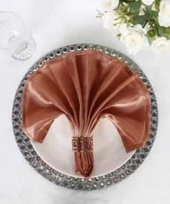 HIER_2210 5 Pack | Terracotta Seamless Satin Cloth Dinner Napkins, Wrinkle Resistant | 20