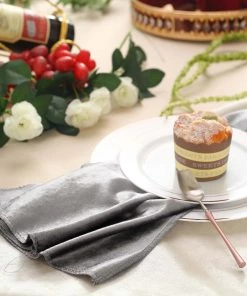 HIER_2210 5 Pack | Charcoal Gray Premium Sheen Finish Velvet Cloth Dinner Napkins - 20"x20"