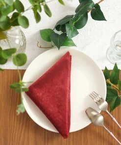 HIER_2210 5 Pack | Burgundy Premium Sheen Finish Velvet Cloth Dinner Napkins - 20