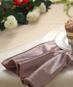 HIER_2210 5 Pack | Mauve Premium Sheen Finish Velvet Cloth Dinner Napkins - 20"x20" Linen Napkins 24 HIER_2210 5 Pack | Mauve Premium Sheen Finish Velvet Cloth Dinner Napkins - 20