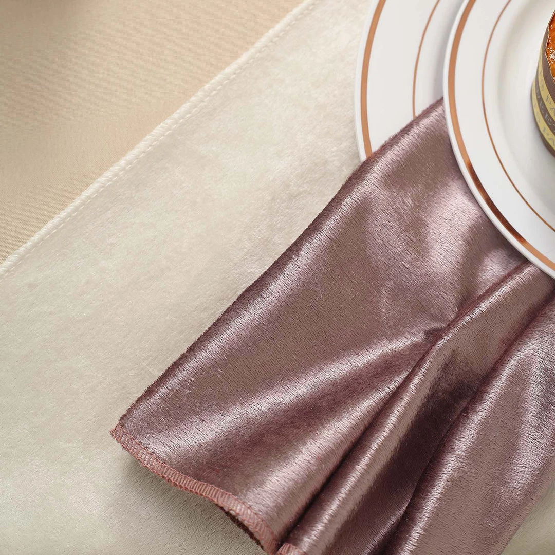 HIER_2210 5 Pack | Mauve Premium Sheen Finish Velvet Cloth Dinner Napkins - 20"x20" Linen Napkins 10 HIER_2210 5 Pack | Mauve Premium Sheen Finish Velvet Cloth Dinner Napkins - 20"x20" Linen Napkins