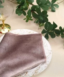 HIER_2210 5 Pack | Mauve Premium Sheen Finish Velvet Cloth Dinner Napkins - 20"x20" Linen Napkins 27 HIER_2210 5 Pack | Mauve Premium Sheen Finish Velvet Cloth Dinner Napkins - 20
