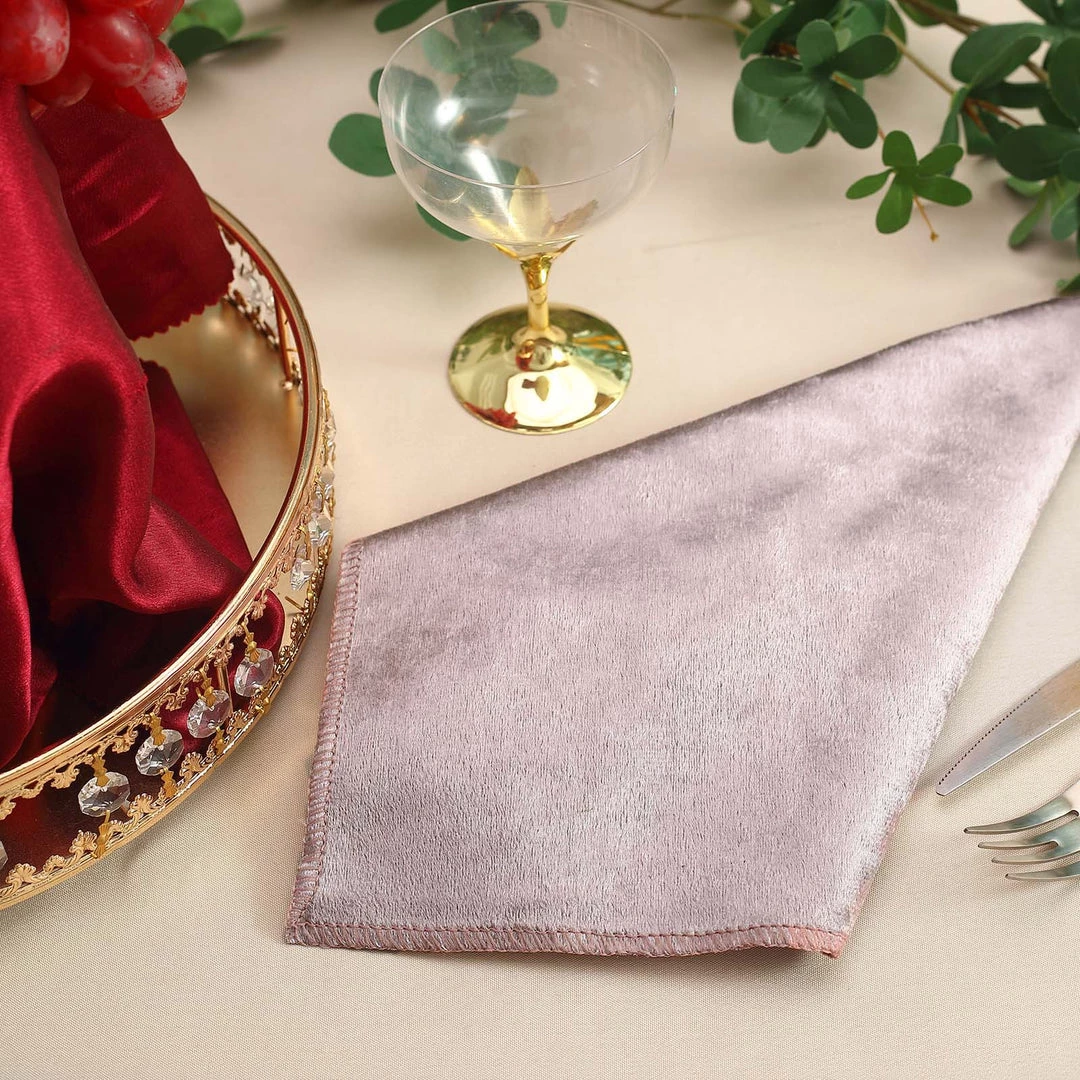 HIER_2210 5 Pack | Mauve Premium Sheen Finish Velvet Cloth Dinner Napkins - 20"x20" Linen Napkins 13 HIER_2210 5 Pack | Mauve Premium Sheen Finish Velvet Cloth Dinner Napkins - 20"x20" Linen Napkins