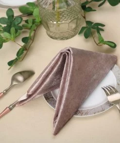 HIER_2210 5 Pack | Mauve Premium Sheen Finish Velvet Cloth Dinner Napkins - 20"x20" Linen Napkins