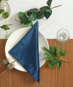 HIER_2210 5 Pack | Navy Blue Premium Sheen Finish Velvet Cloth Dinner Napkins - 20"x20" Linen Napkins 27 HIER_2210 5 Pack | Navy Blue Premium Sheen Finish Velvet Cloth Dinner Napkins - 20