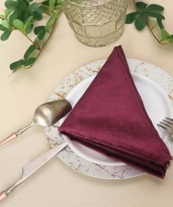 HIER_2210 5 Pack | Eggplant Premium Sheen Finish Velvet Cloth Dinner Napkins - 20