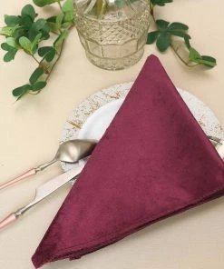 HIER_2210 5 Pack | Eggplant Premium Sheen Finish Velvet Cloth Dinner Napkins - 20