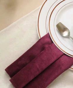 HIER_2210 5 Pack | Eggplant Premium Sheen Finish Velvet Cloth Dinner Napkins - 20