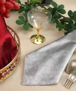 HIER_2210 5 Pack | Silver Premium Sheen Finish Velvet Cloth Dinner Napkins - 20"x20" 25 HIER_2210 5 Pack | Silver Premium Sheen Finish Velvet Cloth Dinner Napkins - 20
