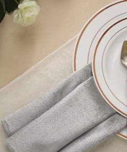 HIER_2210 5 Pack | Silver Premium Sheen Finish Velvet Cloth Dinner Napkins - 20"x20" 27 HIER_2210 5 Pack | Silver Premium Sheen Finish Velvet Cloth Dinner Napkins - 20