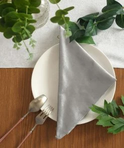 HIER_2210 5 Pack | Silver Premium Sheen Finish Velvet Cloth Dinner Napkins - 20"x20" 28 HIER_2210 5 Pack | Silver Premium Sheen Finish Velvet Cloth Dinner Napkins - 20