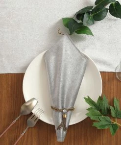 HIER_2210 5 Pack | Silver Premium Sheen Finish Velvet Cloth Dinner Napkins - 20"x20"