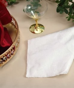 HIER_2210 5 Pack | White Premium Sheen Finish Velvet Cloth Dinner Napkins - 20