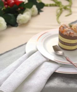 HIER_2210 5 Pack | White Premium Sheen Finish Velvet Cloth Dinner Napkins - 20"x20"