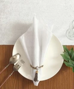 HIER_2210 5 Pack | White Premium Sheen Finish Velvet Cloth Dinner Napkins - 20