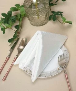 HIER_2210 5 Pack | White Premium Sheen Finish Velvet Cloth Dinner Napkins - 20"x20"