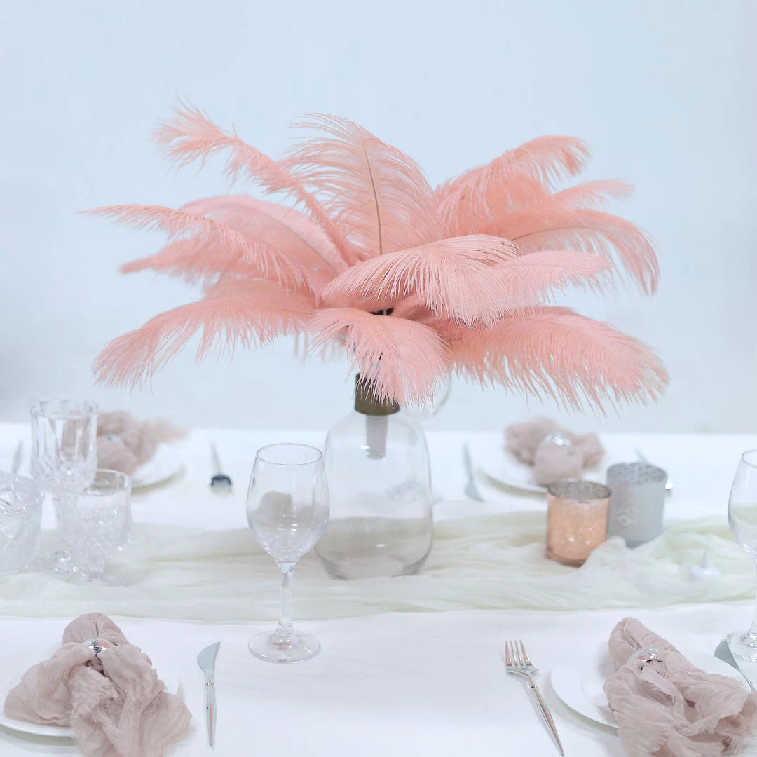 HIER_5180 12 Pack | 13"-15" Rose Gold Natural Plume Real Ostrich Feathers Vase Centerpiece Chargers & Centerpieces 7 HIER_5180 12 Pack | 13"-15" Rose Gold Natural Plume Real Ostrich Feathers Vase Centerpiece Chargers & Centerpieces