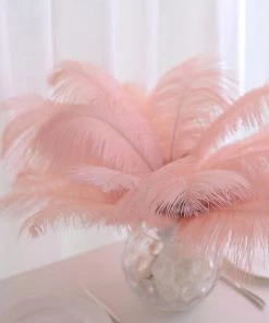 HIER_5180 12 Pack | 13"-15" Rose Gold Natural Plume Real Ostrich Feathers Vase Centerpiece Chargers & Centerpieces 24 HIER_5180 12 Pack | 13