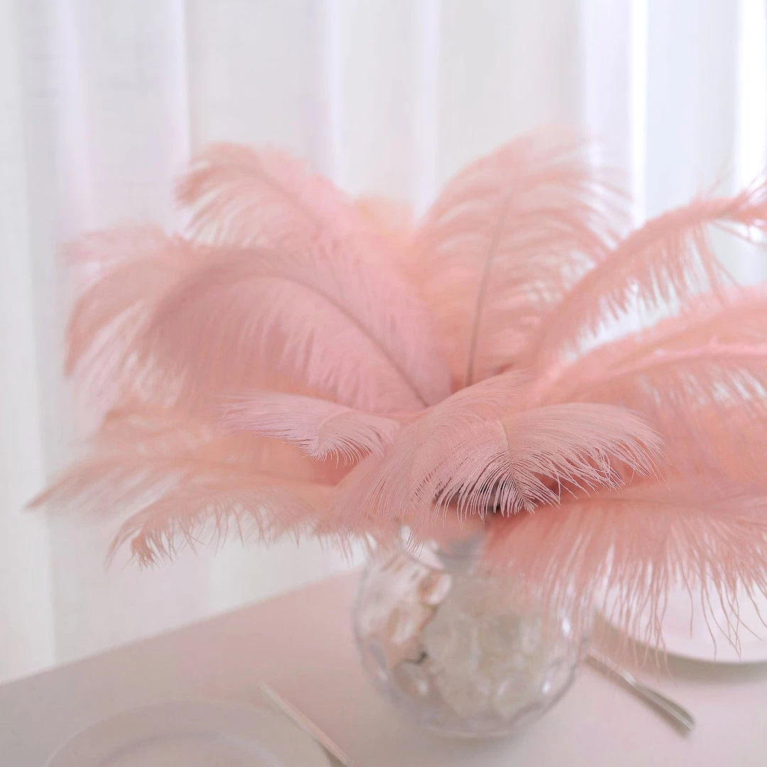 HIER_5180 12 Pack | 13"-15" Rose Gold Natural Plume Real Ostrich Feathers Vase Centerpiece Chargers & Centerpieces 9 HIER_5180 12 Pack | 13"-15" Rose Gold Natural Plume Real Ostrich Feathers Vase Centerpiece Chargers & Centerpieces