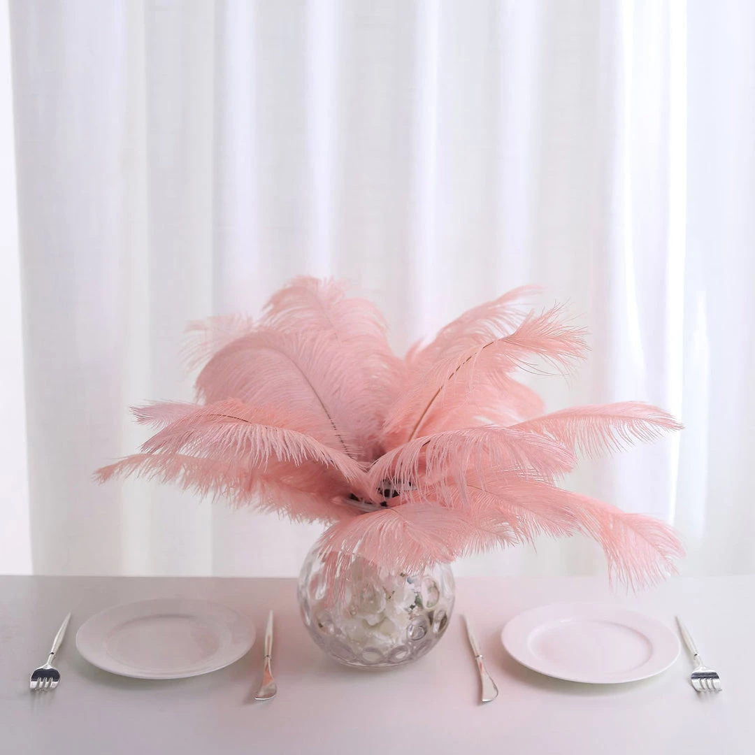 HIER_5180 12 Pack | 13"-15" Rose Gold Natural Plume Real Ostrich Feathers Vase Centerpiece Chargers & Centerpieces 2 HIER_5180 12 Pack | 13"-15" Rose Gold Natural Plume Real Ostrich Feathers Vase Centerpiece Chargers & Centerpieces