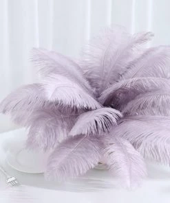 HIER_5180 Chargers & Centerpieces 12 Pack | 13"-15" Violet Amethyst Natural Plume Real Ostrich Feathers Vase Centerpiece