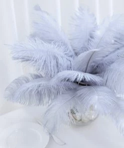 HIER_5180 12 Pack | 13"-15" Dusty Blue Natural Plume Real Ostrich Feathers Vase Centerpiece Chargers & Centerpieces