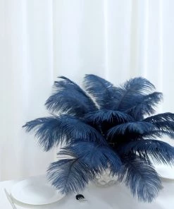 HIER_5180 12 Pack | 13"-15" Navy Blue Natural Plume Real Ostrich Feathers Vase Centerpiece