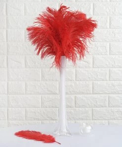 HIER_5170 12 Pack | 13"-15" Red Natural Plume Real Ostrich Feathers Vase Centerpiece Chargers & Centerpieces 22 HIER_5170 12 Pack | 13