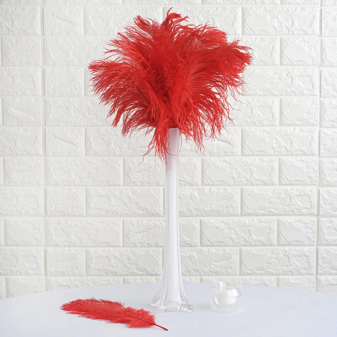 HIER_5170 12 Pack | 13"-15" Red Natural Plume Real Ostrich Feathers Vase Centerpiece Chargers & Centerpieces 9 HIER_5170 12 Pack | 13"-15" Red Natural Plume Real Ostrich Feathers Vase Centerpiece Chargers & Centerpieces