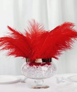 HIER_5170 12 Pack | 13"-15" Red Natural Plume Real Ostrich Feathers Vase Centerpiece Chargers & Centerpieces 20 HIER_5170 12 Pack | 13