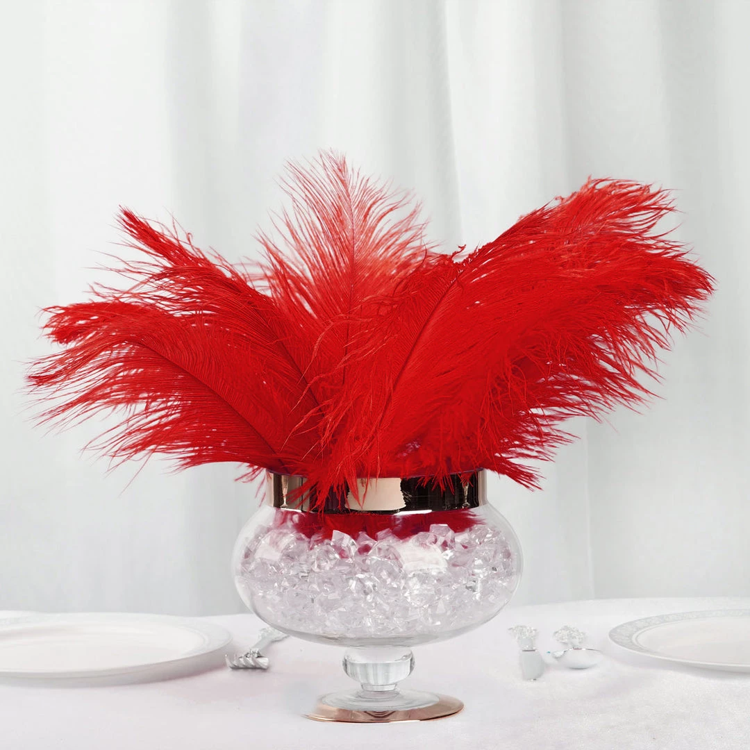 HIER_5170 12 Pack | 13"-15" Red Natural Plume Real Ostrich Feathers Vase Centerpiece Chargers & Centerpieces 7 HIER_5170 12 Pack | 13"-15" Red Natural Plume Real Ostrich Feathers Vase Centerpiece Chargers & Centerpieces