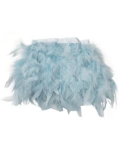 HIER_5180 Chargers & Centerpieces 39" Dusty Blue Real Turkey Feather Fringe Trims With Satin Ribbon Tape 12 HIER_5180 Chargers & Centerpieces 39