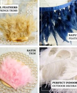 HIER_5180 Chargers & Centerpieces 39" Dusty Blue Real Turkey Feather Fringe Trims With Satin Ribbon Tape 14 HIER_5180 Chargers & Centerpieces 39