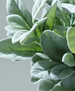 HIER_1150 Artificial Eucalyptus & Greenery 4 Stems | Frosted Green Artificial Lambs Ear Leaf Indoor Plant, Faux Bush