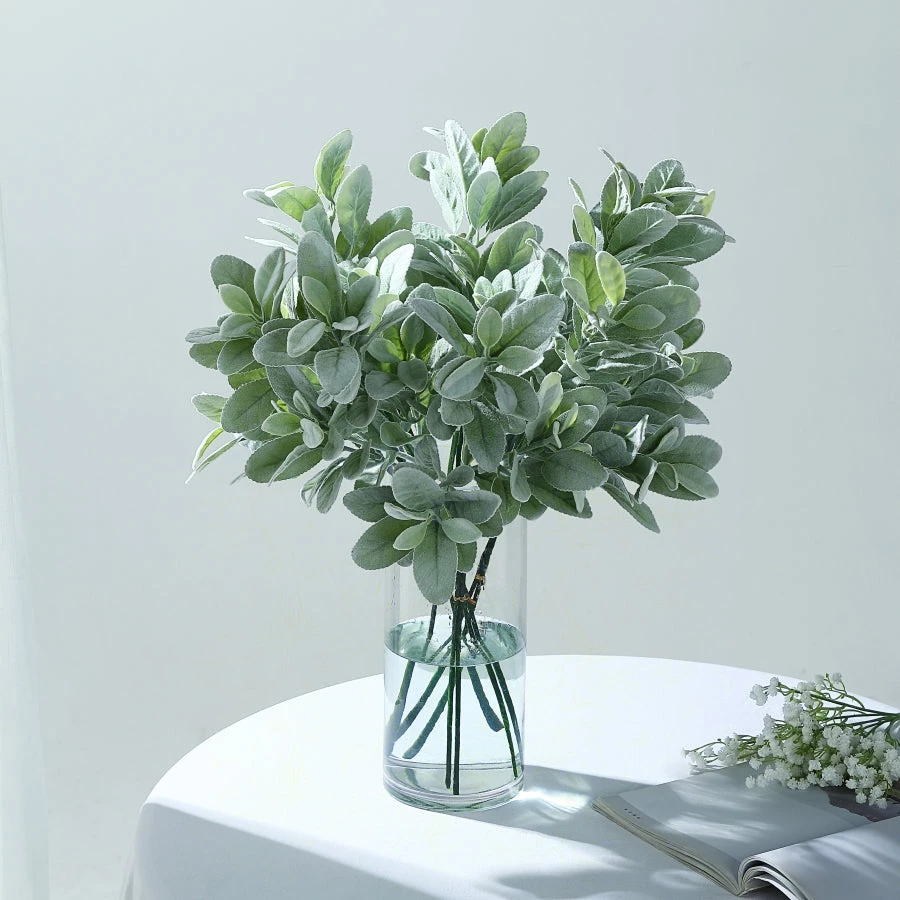 HIER_1150 2 Stems | 24" Tall Frosted Green Artificial Lambs Ear Leaf Indoor Plant Artificial Flower & Plants 7 HIER_1150 2 Stems | 24" Tall Frosted Green Artificial Lambs Ear Leaf Indoor Plant Artificial Flower & Plants