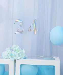 HIER_5150 4 Pack - 5" Iridescent Number Stickers Banner, Customizable Stick On Numbers - 0 33 HIER_5150 4 Pack - 5