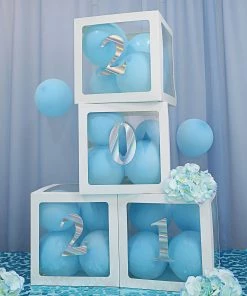 HIER_5150 4 Pack - 5" Iridescent Number Stickers Banner, Customizable Stick On Numbers - 0 34 HIER_5150 4 Pack - 5