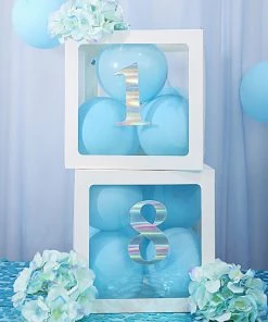 HIER_5150 4 Pack - 5" Iridescent Number Stickers Banner, Customizable Stick On Numbers - 2 Table Numbers 34 HIER_5150 4 Pack - 5