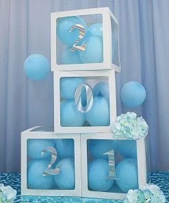 HIER_5150 4 Pack - 5" Iridescent Number Stickers Banner, Customizable Stick On Numbers - 2 Table Numbers 36 HIER_5150 4 Pack - 5