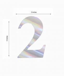 HIER_5150 4 Pack - 5" Iridescent Number Stickers Banner, Customizable Stick On Numbers - 2 Table Numbers 23 HIER_5150 4 Pack - 5