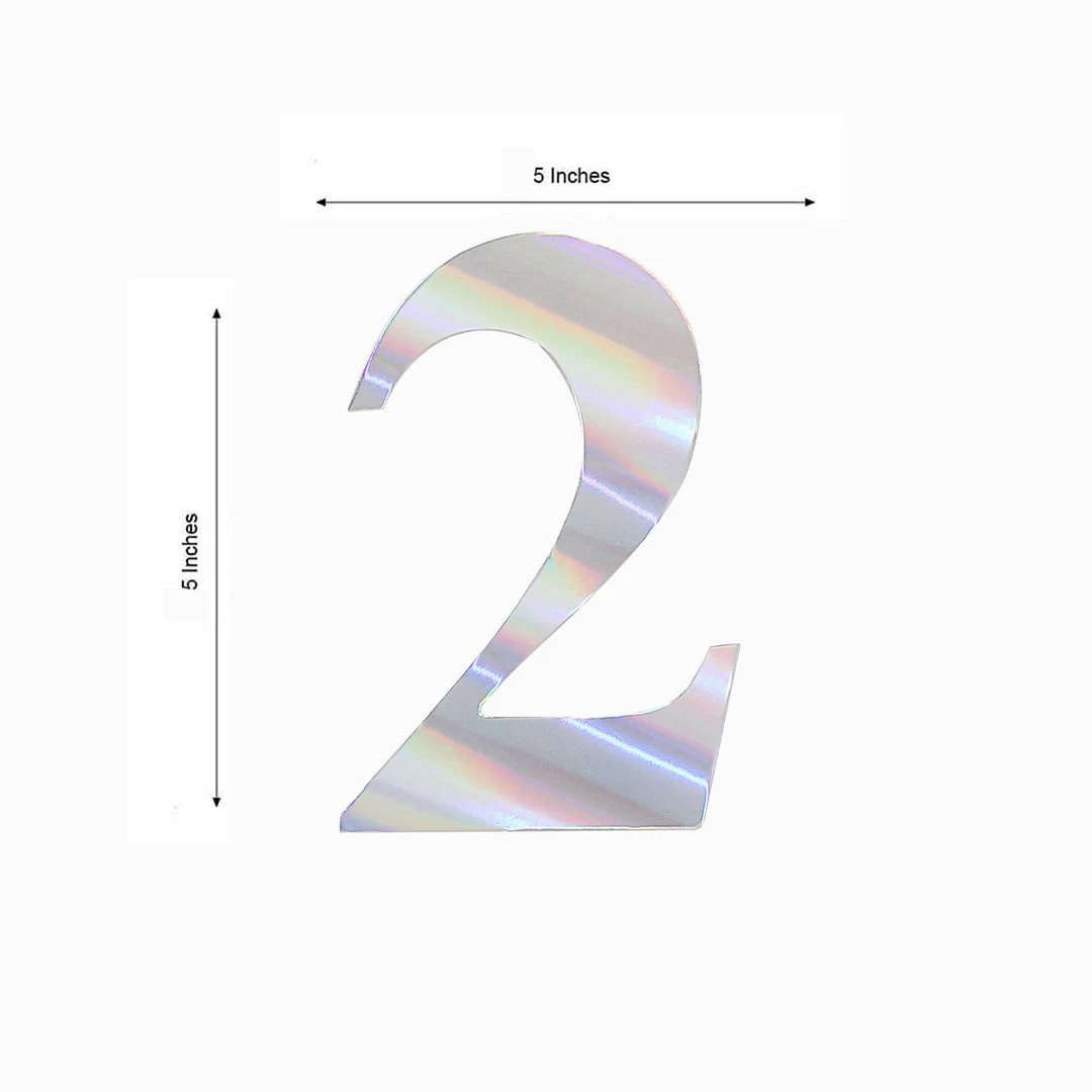 HIER_5150 4 Pack - 5" Iridescent Number Stickers Banner, Customizable Stick On Numbers - 2 Table Numbers 3 HIER_5150 4 Pack - 5" Iridescent Number Stickers Banner, Customizable Stick On Numbers - 2 Table Numbers