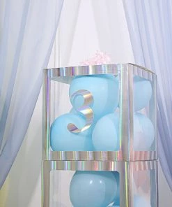 HIER_5150 4 Pack - 5" Iridescent Number Stickers Banner, Customizable Stick On Numbers - 3