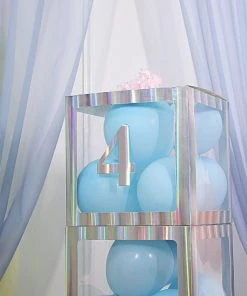 HIER_5150 Table Numbers 4 Pack - 5" Iridescent Number Stickers Banner, Customizable Stick On Numbers - 4