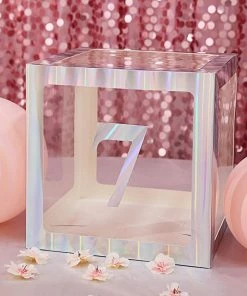 HIER_5150 Table Numbers 4 Pack - 5" Iridescent Number Stickers Banner, Customizable Stick On Numbers - 7